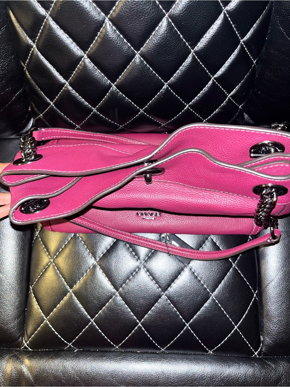 Coach Pebbled Leather Shoulder Bag in Berry Pink - Picture 4 of 4